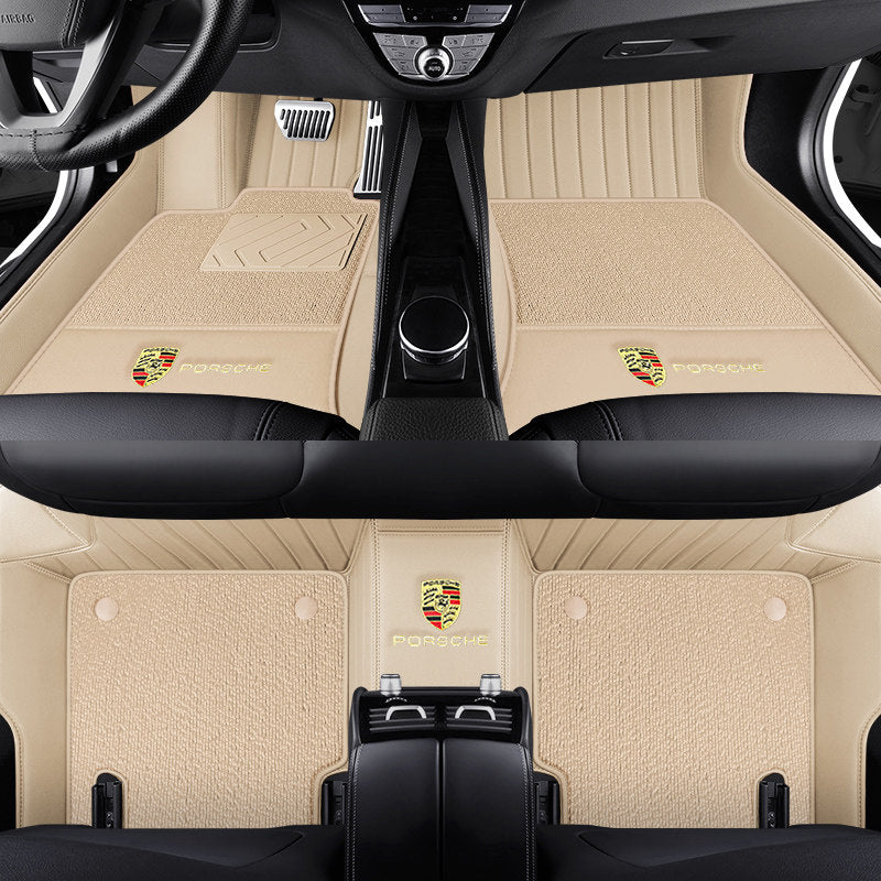 Porsche Signature Leather Floor Mat Set – Full-Surround Tailored Fit with Crest Emblem