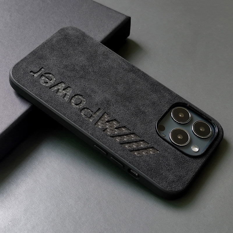 BMW M Power carbon suede iPhone case in Graphite Black