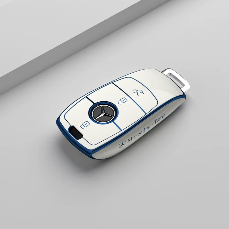 Mercedes-Benz Riviera Two-Tone Key Case – Ivory White – Blue Trim