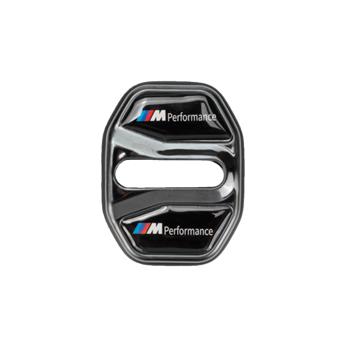 BMW M Performance door lock cover in black, close-up product shot