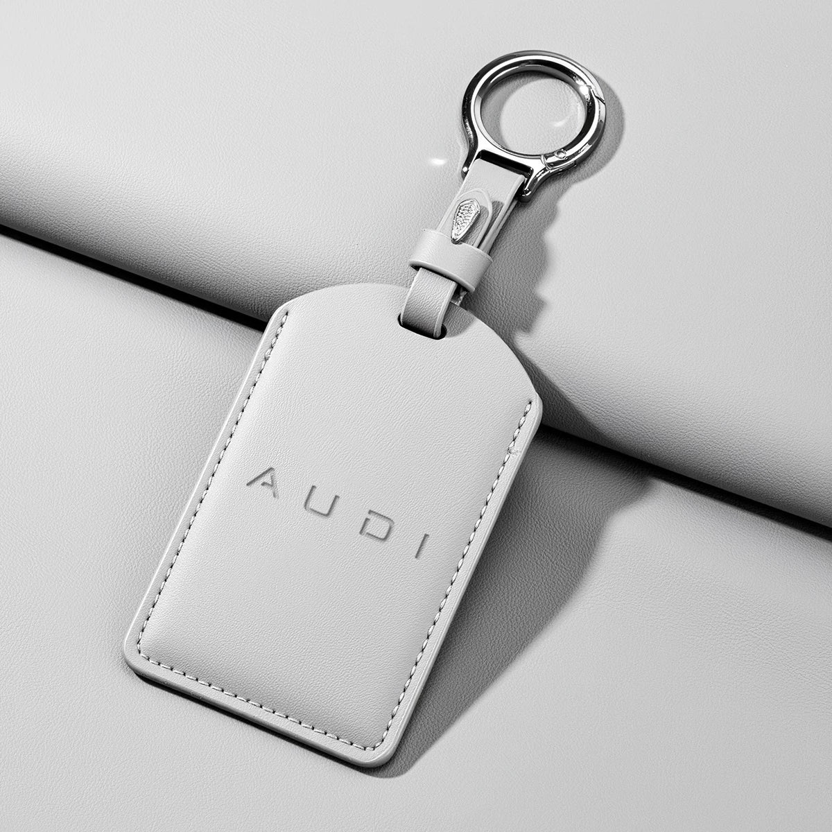 Audi Signature Nappa Leather Card Key Case – Embossed Emblem with Strap or Key Ring