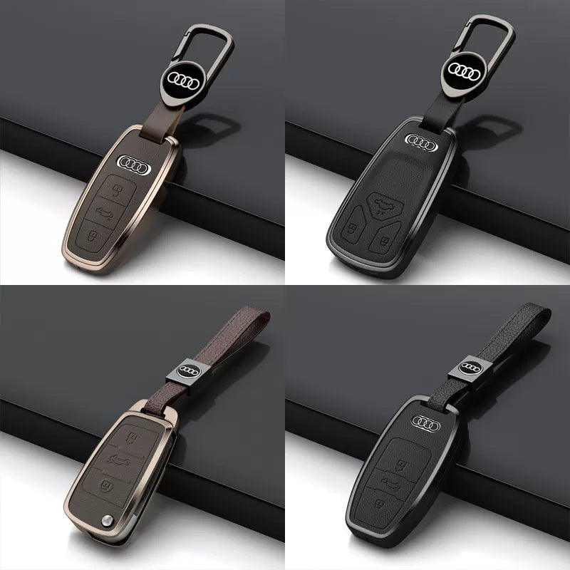Audi Grand Touring Key Case – Satin Alloy Frame and Leather Inlay for A6L Smart Key