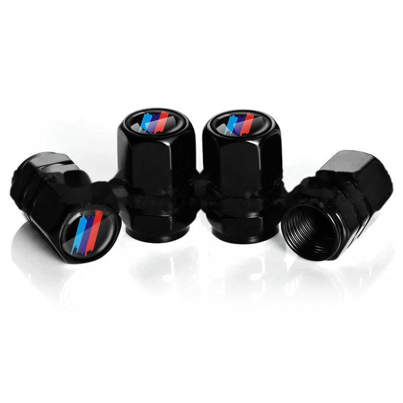 BMW M Splash black tire valve caps, set of four