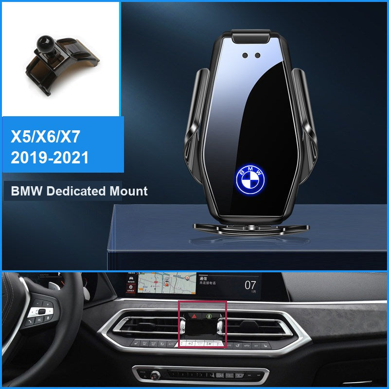 BMW wireless charging phone mount, X5 X6 X7 2019-2021 fitment, black