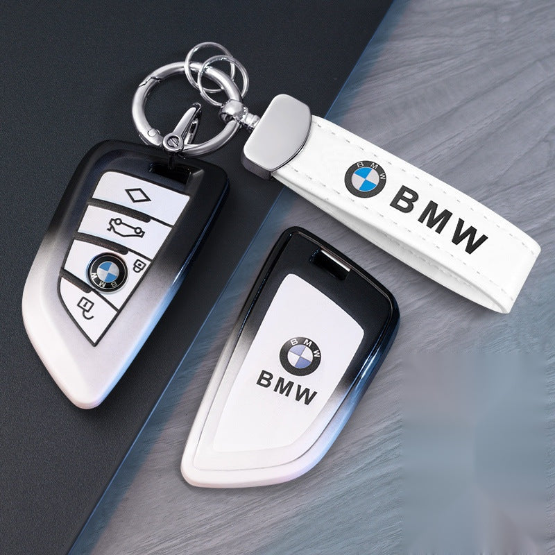 BMW smart key fob case F shape with white leather cord