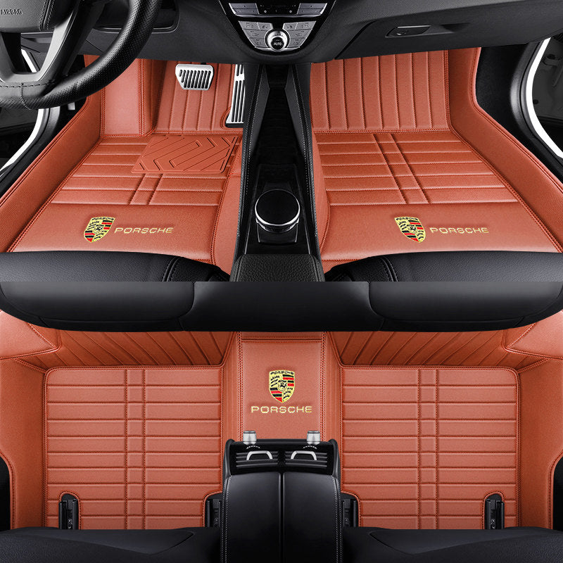 Porsche Signature Leather Floor Mat Set – Full-Surround Tailored Fit with Crest Emblem