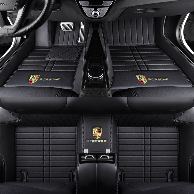 Porsche Signature Leather Floor Mat Set – Full-Surround Tailored Fit with Crest Emblem