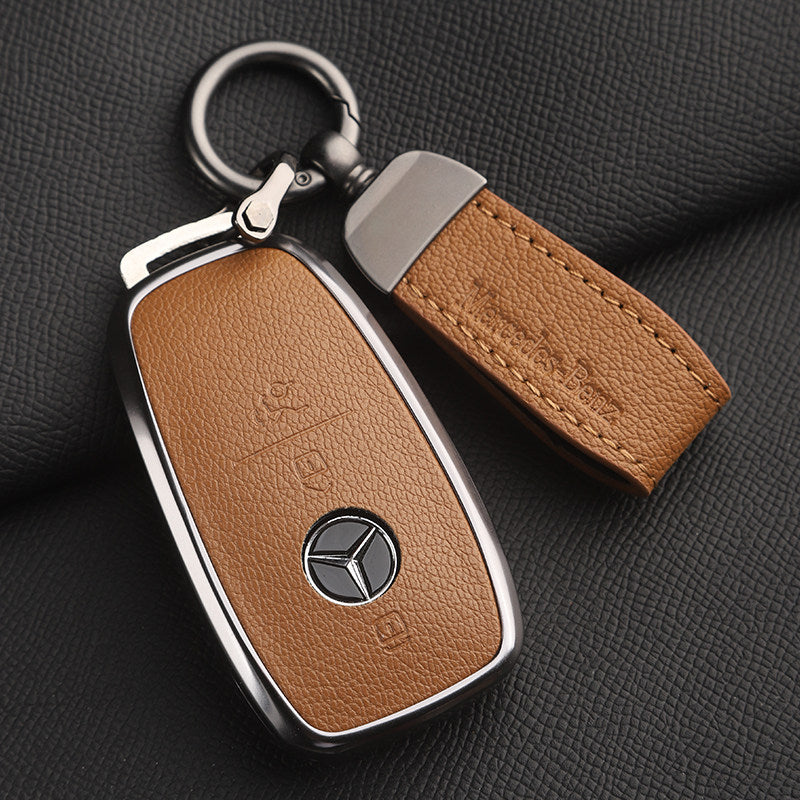 Funda premium de cuero genuino para llave Mercedes-Benz – Piel de cabra francesa suave para GLE, GLS, CLS, Clase S y Clase E