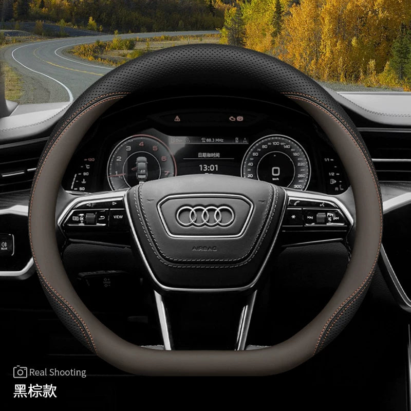 Audi steering wheel covers for new Q5L A5L A6L A4L A7L Q3 Q2L A3 A8 ultra-thin genuine leather handlebar covers