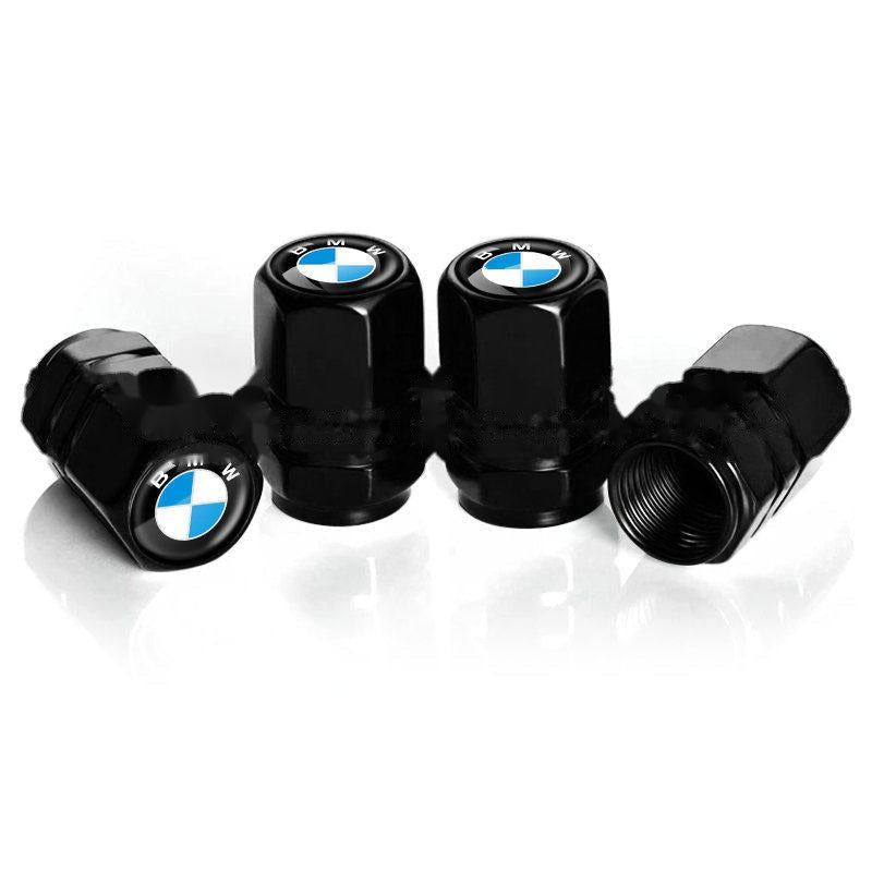BMW classic roundel black tire valve caps, set of four