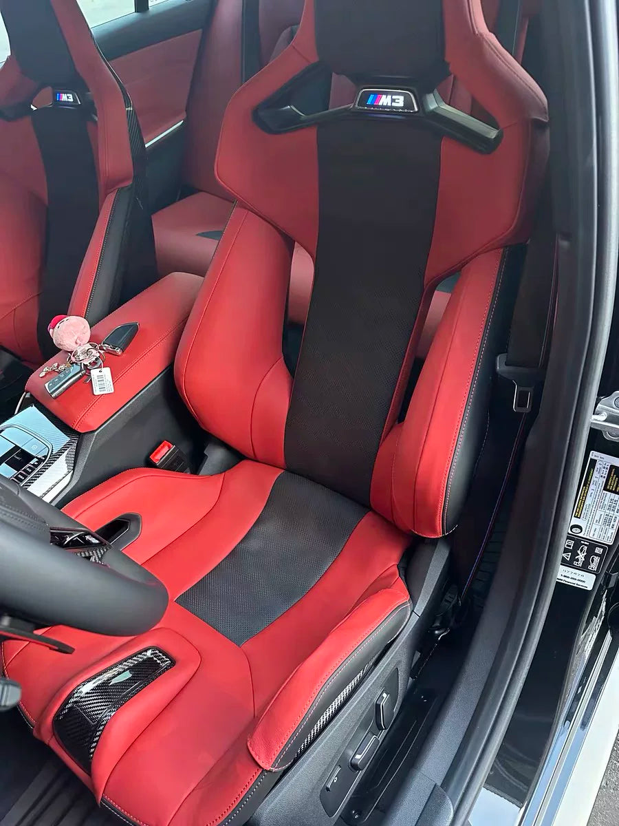 BMW G8XM2M3M4 carbon fiber bucket seat, leather side waist, side wing waist, protective sleeve embedded and hidden installation