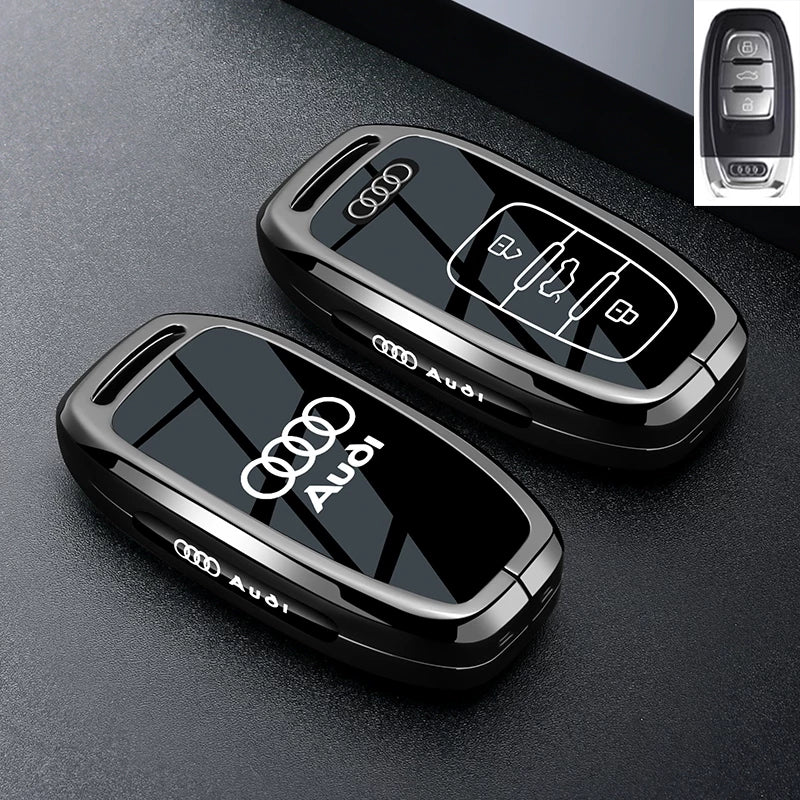 Audi Black Warrior Key Case – Piano-Gloss Shell with Gunmetal Frame