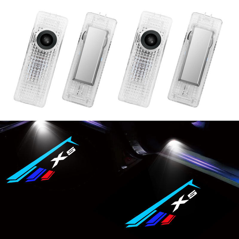BMW LED door welcome light projector units and light beam demo