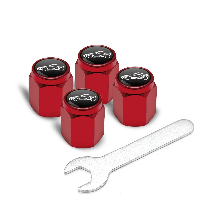 Audi Signature Anti-Theft Valve Caps – Wrench-Lock Hex Aluminium Set of 4