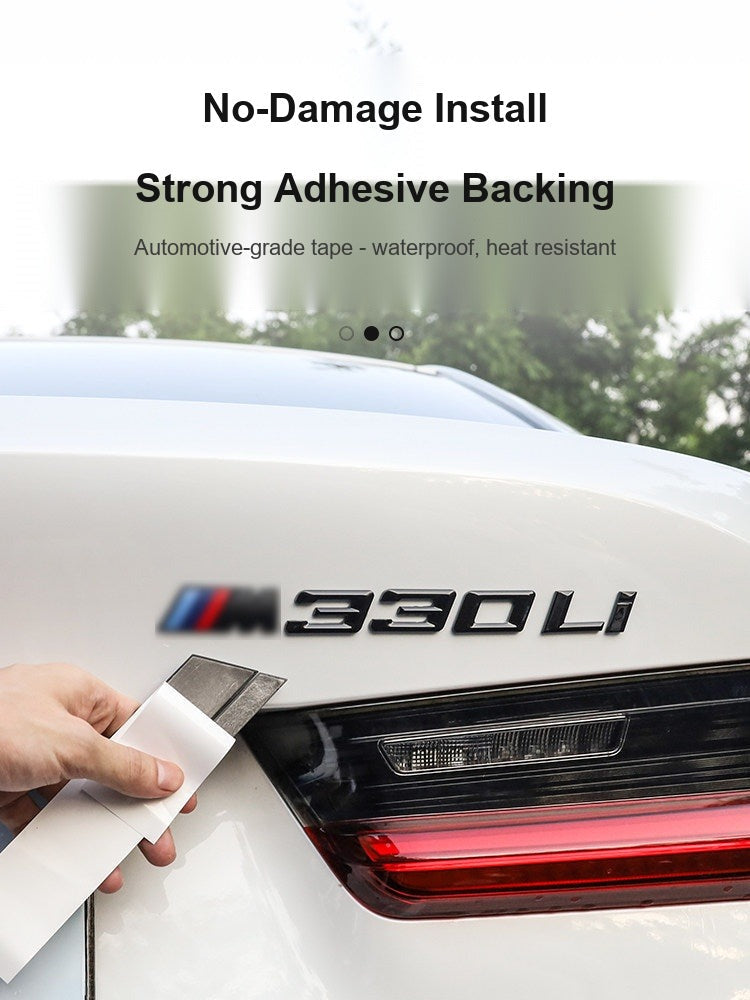 No-damage adhesive install of BMW rear badge