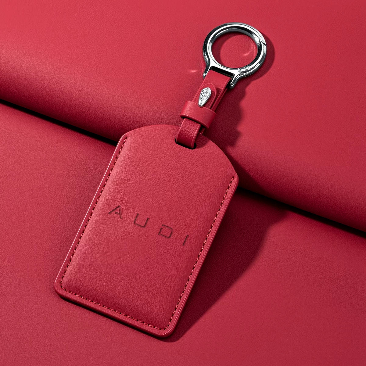Audi Signature Nappa Leather Card Key Case – Embossed Emblem with Strap or Key Ring