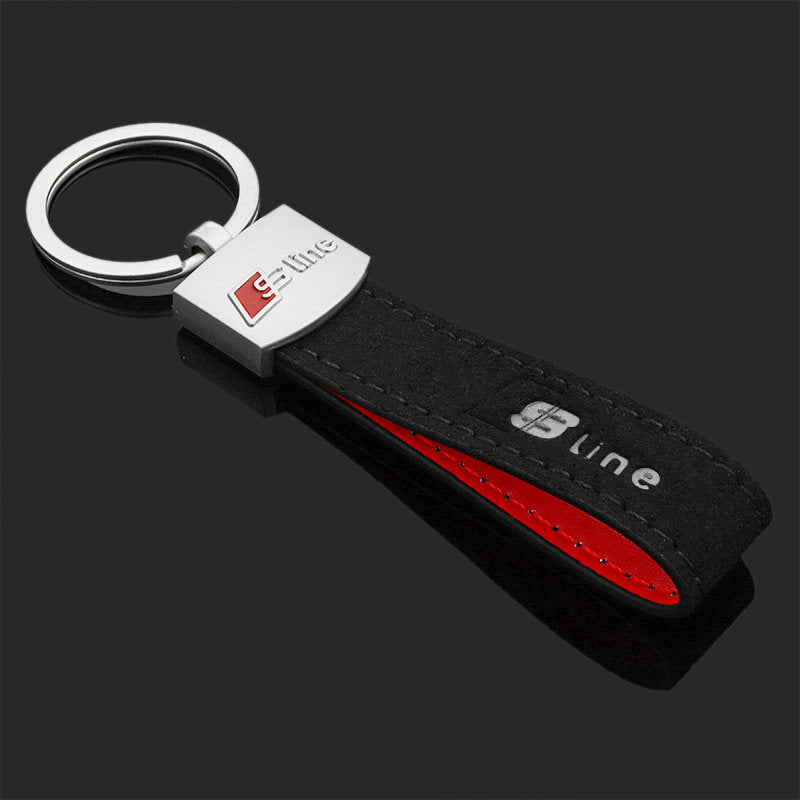 Suede suede, BMW M three-color sport badge, Audi Sline Mercedes-AMG car modification emblem keychain