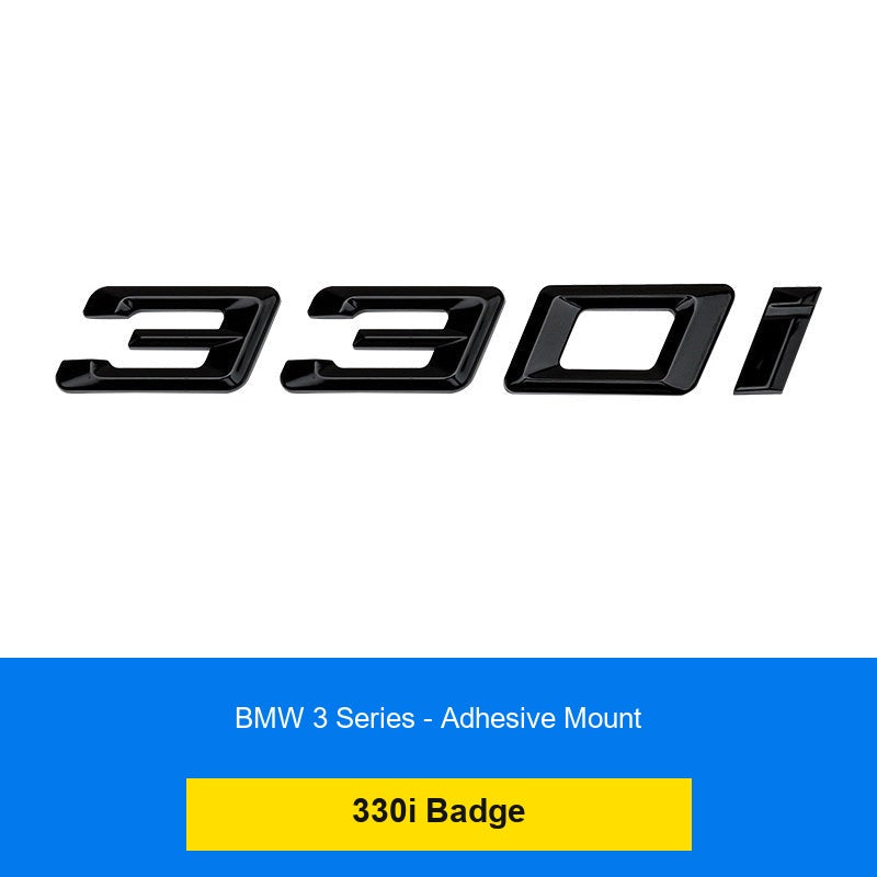 BMW 330i rear number badge - glossy black