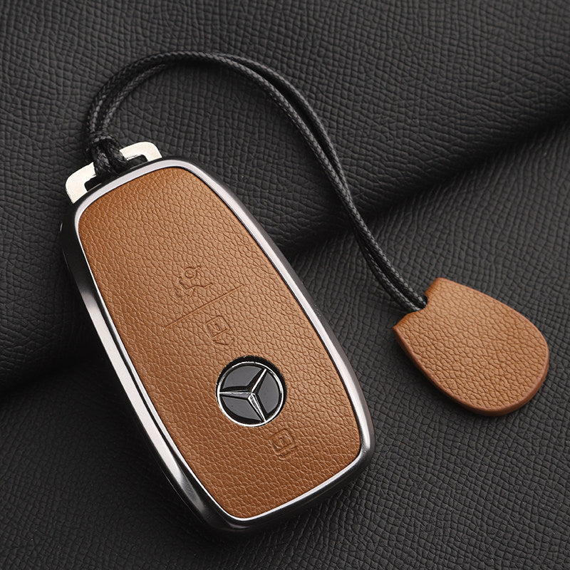 Funda premium de cuero genuino para llave Mercedes-Benz – Piel de cabra francesa suave para GLE, GLS, CLS, Clase S y Clase E