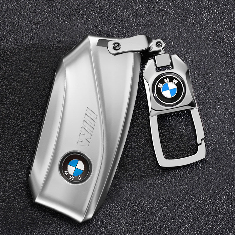 BMW key case silver with square buckle BMW logo keychain