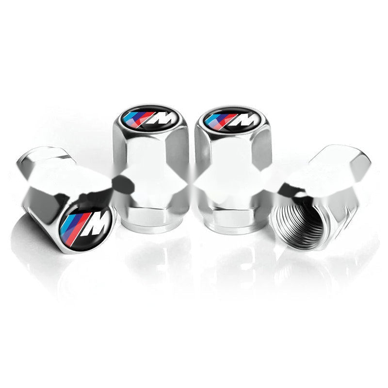 BMW M Stripe silver tire valve caps, set of four