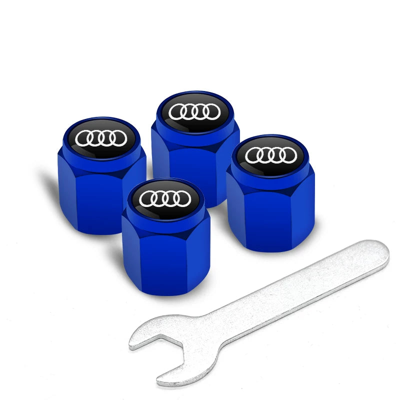 Audi Signature Anti-Theft Valve Caps – Wrench-Lock Hex Aluminium Set of 4