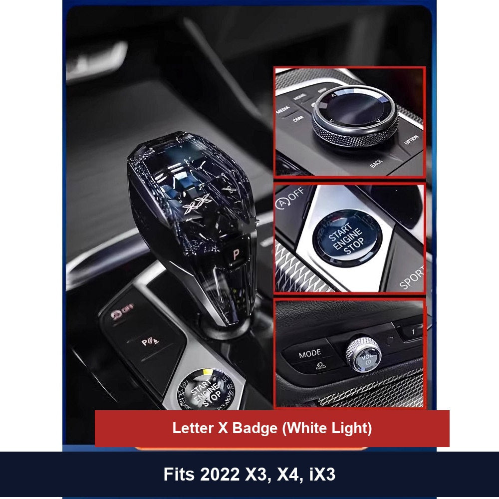 BMW Crystal Gear Knob - Letter X Badge, Fits X3 X4 iX3