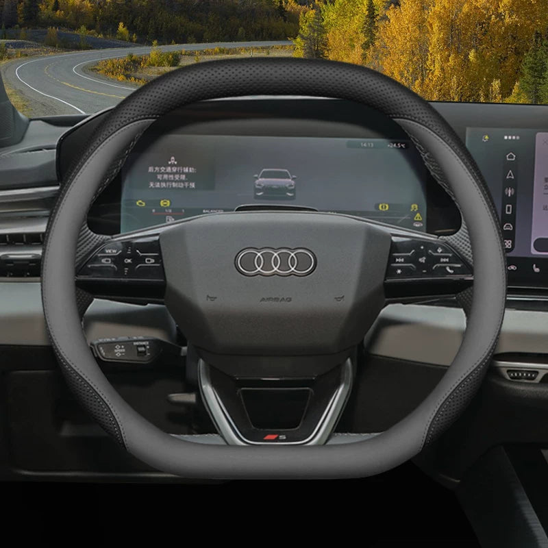 Audi steering wheel covers for new Q5L A5L A6L A4L A7L Q3 Q2L A3 A8 ultra-thin genuine leather handlebar covers