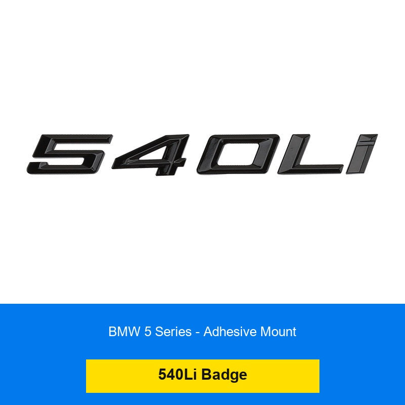 BMW 540Li rear number badge - glossy black
