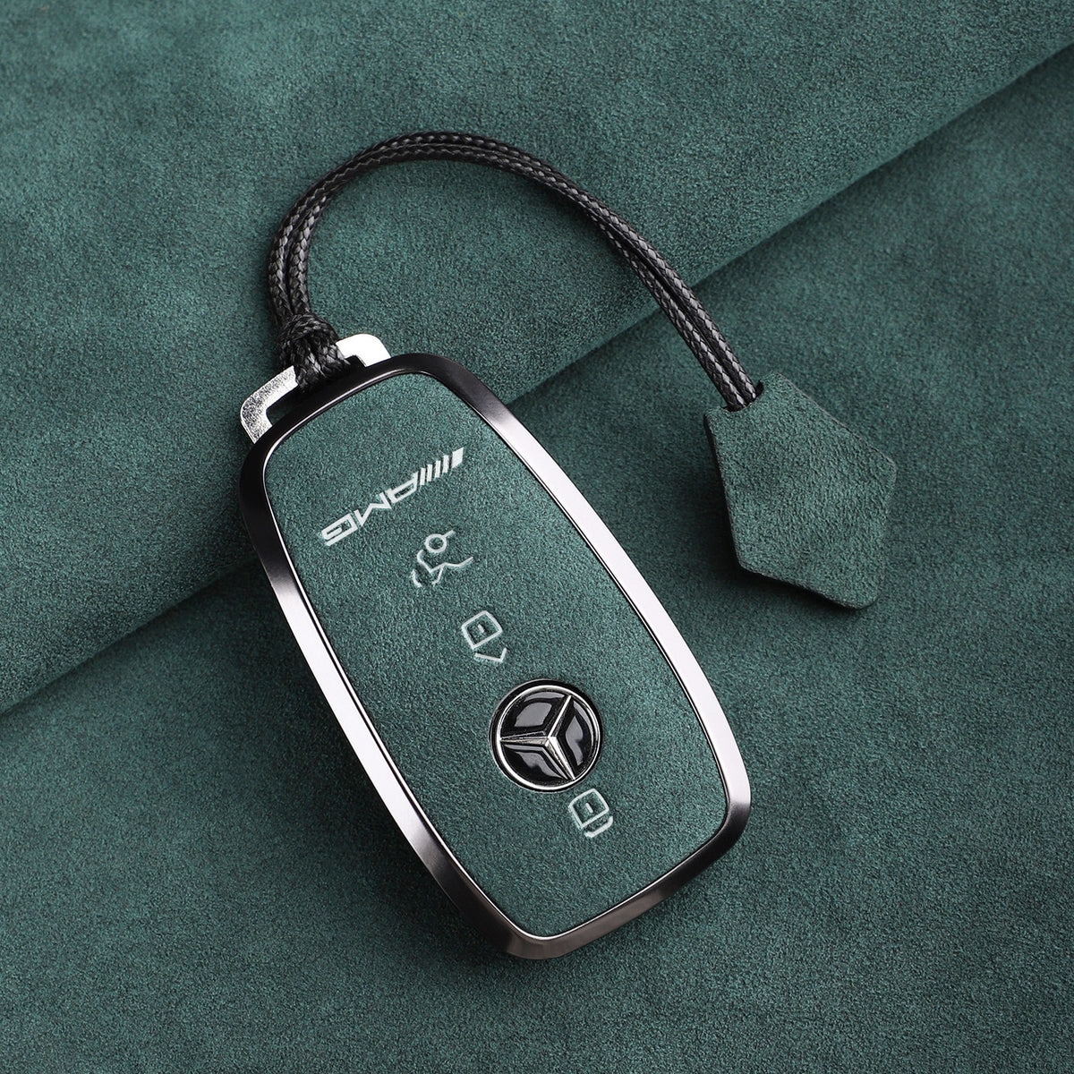 Premium ægte Alcantara Mercedes-AMG nøgleetui – Importeret italiensk ruskind med legeringsramme til G63, G500, G350 og A35L