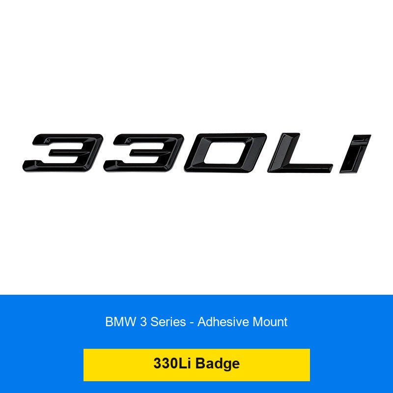 BMW 330Li rear number badge - glossy black