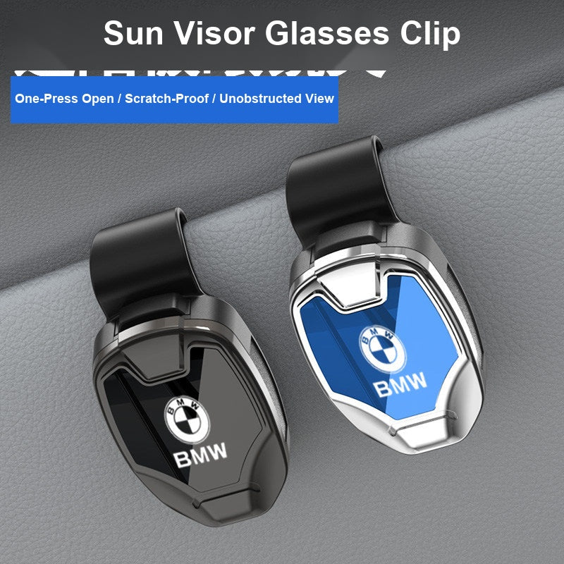 BMW sun visor glasses clip in gun gray and bright silver color options
