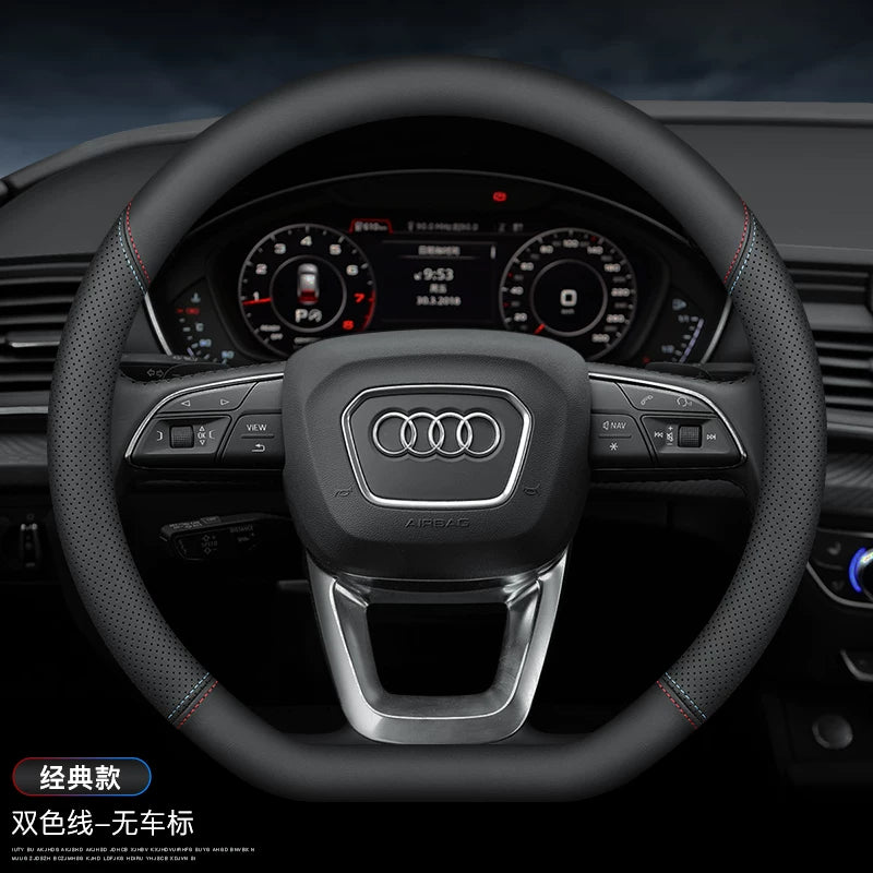 Audi steering wheel cover new A4L A6L A3 Q2L Q3 Q5L Q7 A5 A7 ultra-thin leather car handle