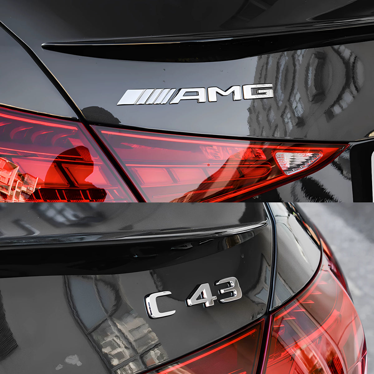 Mercedes-AMG C-Class Chrome Emblem Edition – Iconic Rear and Fender Lettering