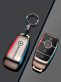 Premium Mercedes-Benz nøgleetui – Titan-elektrobelagt cover med minimat finish til C, E, S, GLC, GLE, GLB og EQE