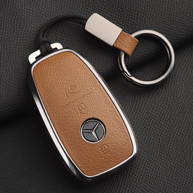 Funda premium de cuero genuino para llave Mercedes-Benz – Piel de cabra francesa suave para GLE, GLS, CLS, Clase S y Clase E