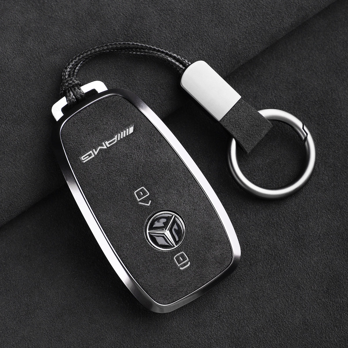 Premium ægte Alcantara Mercedes-AMG nøgleetui – Importeret italiensk ruskind med legeringsramme til G63, G500, G350 og A35L