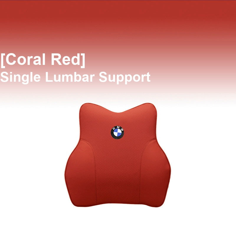 BMW Coral Red - Single Lumbar Support - Memory Foam Cushion