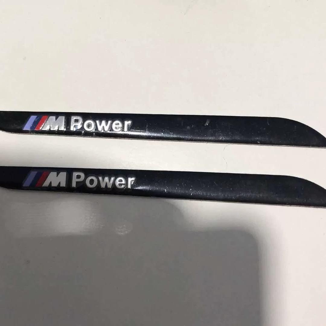 BMW M Power metal emblem badge pair