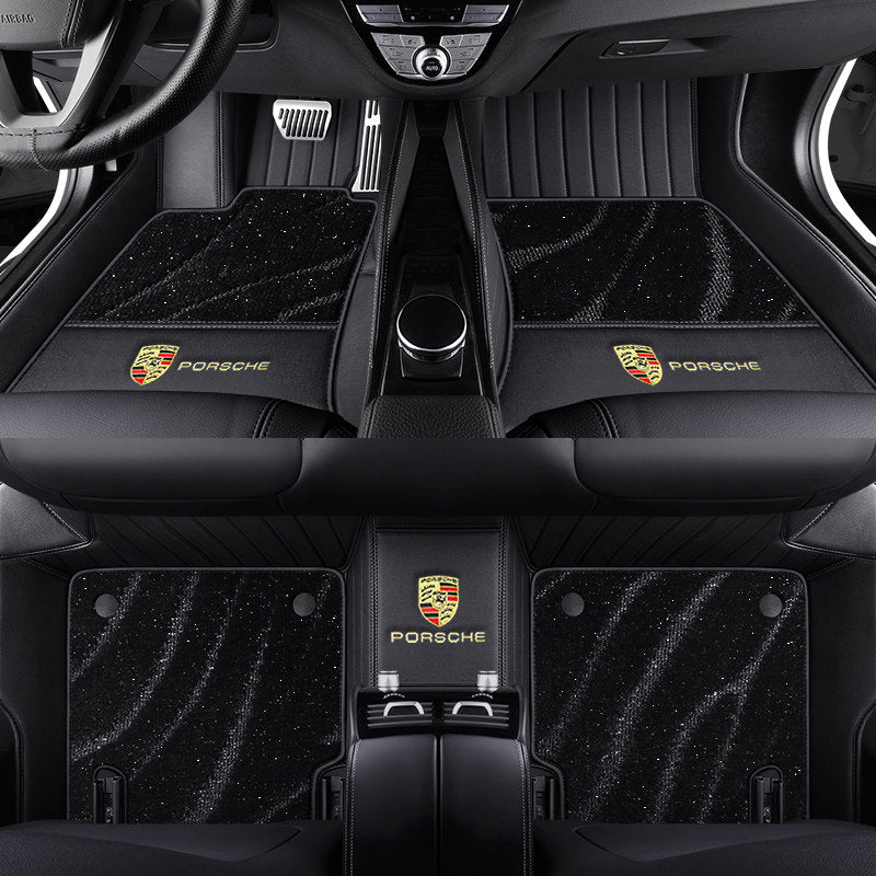 Porsche Signature Leather Floor Mat Set – Full-Surround Tailored Fit with Crest Emblem
