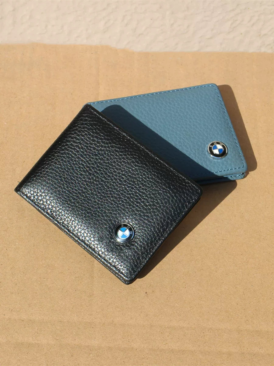 BMW roundel license wallet black and blue side by side