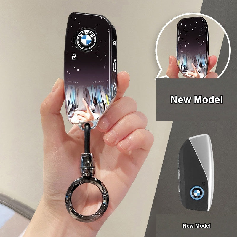 BMW key case New Model - Starry Sky Black + Gun-Color Bullet Keychain