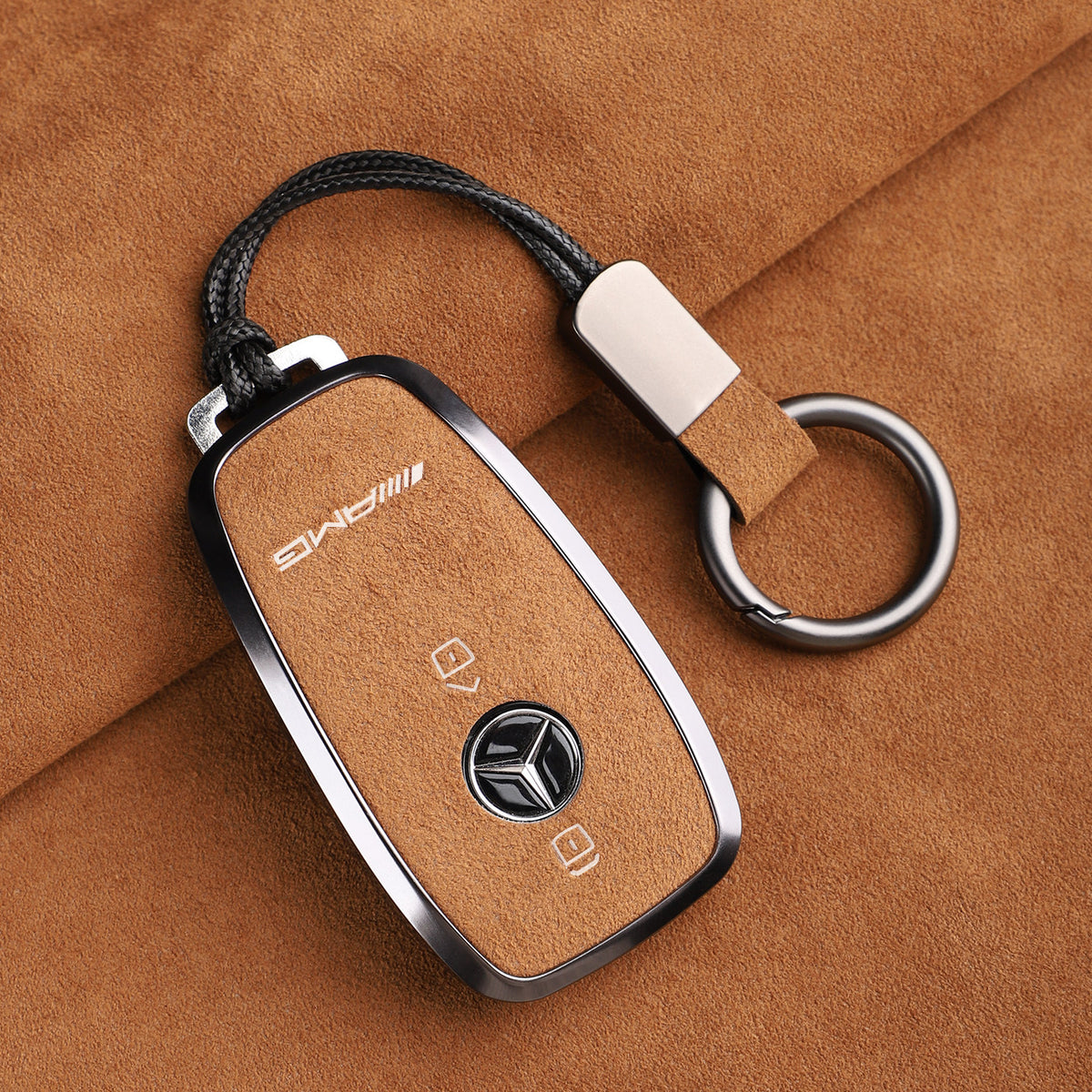 Premium ægte Alcantara Mercedes-AMG nøgleetui – Importeret italiensk ruskind med legeringsramme til G63, G500, G350 og A35L