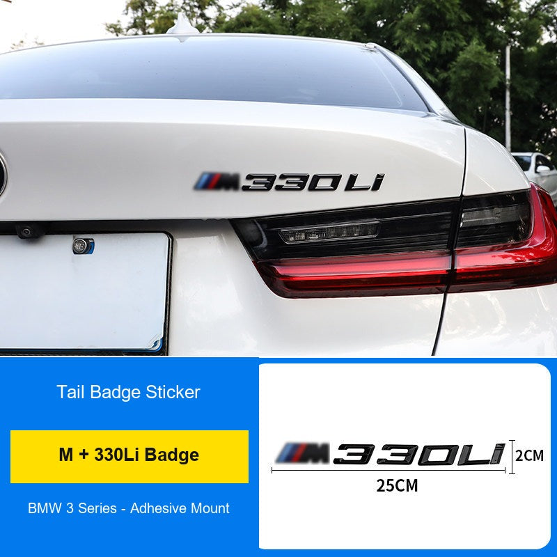 BMW M badge + 330Li rear badge combo installed on trunk