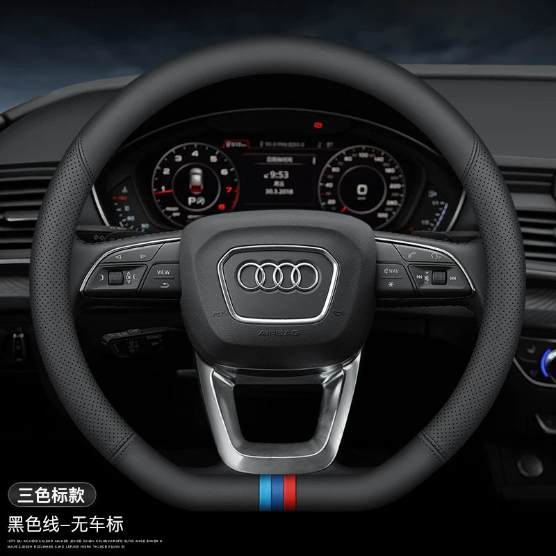 Audi steering wheel cover new A4L A6L A3 Q2L Q3 Q5L Q7 A5 A7 ultra-thin leather car handle