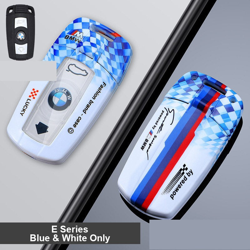 BMW E-Series key fob case - blue and white shell only