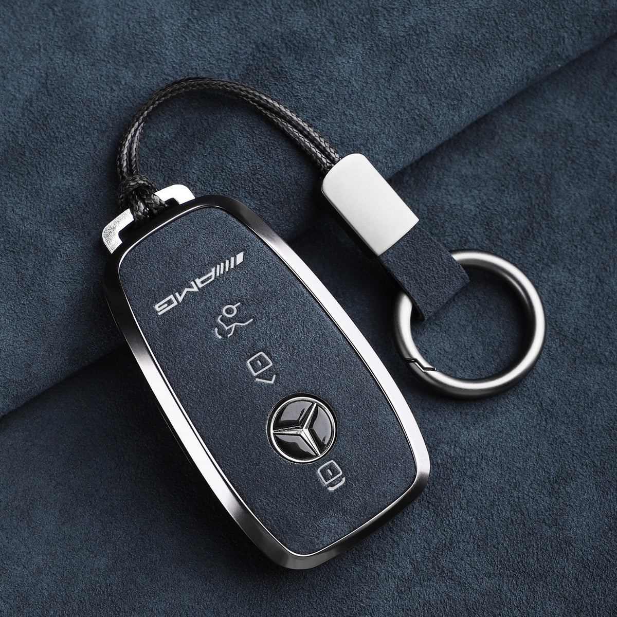 Premium ægte Alcantara Mercedes-AMG nøgleetui – Importeret italiensk ruskind med legeringsramme til G63, G500, G350 og A35L