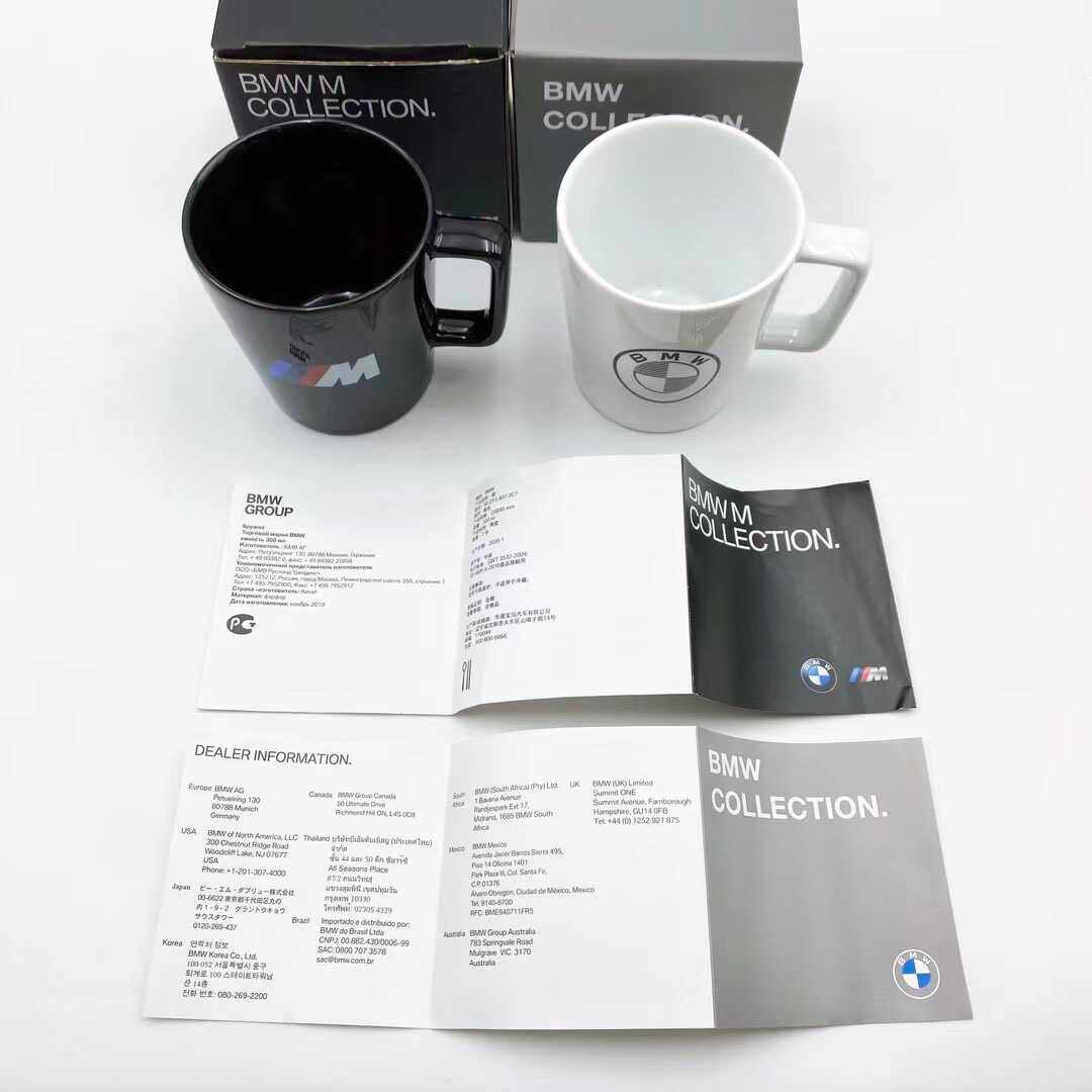 BMW M Collection mugs with packaging box and manual