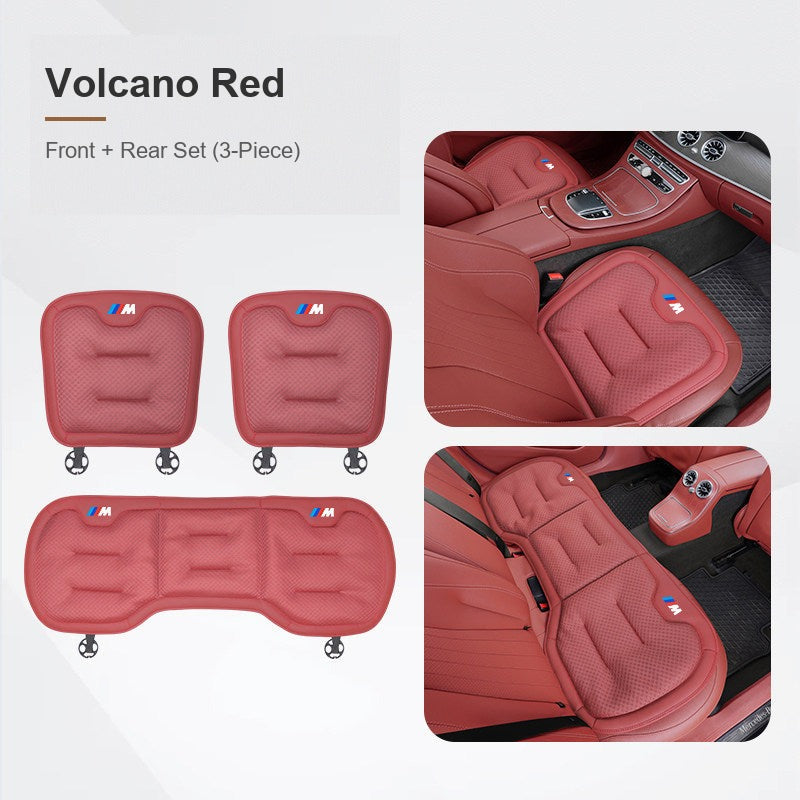 BMW ice silk seat cushion, Volcano Red, Front + Rear Set (3-Piece)
