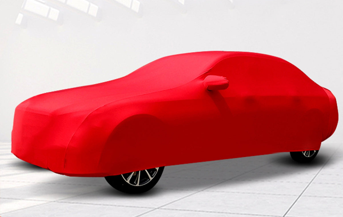 BMW M Performance car cover, plain velvet red